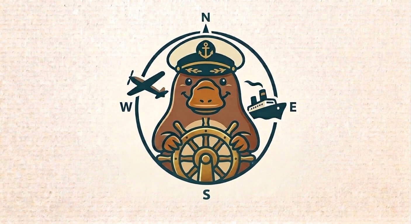 Platypus Vacations Captain Mascot Logo